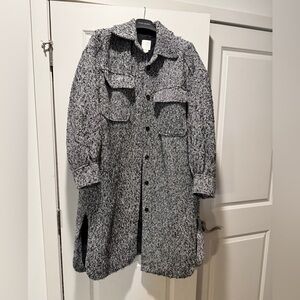 H&M Monochrome Tweed Shirt Jacket